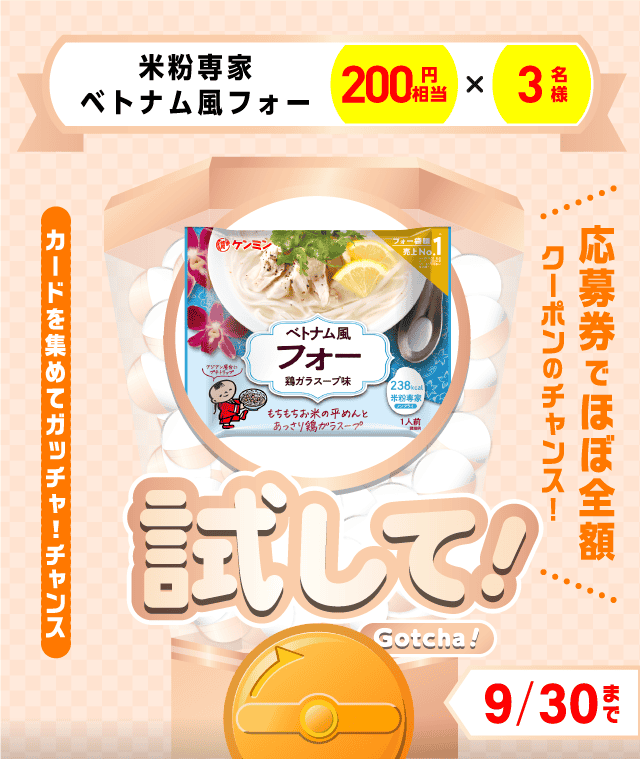 【米粉専家　ベトナム風フォー】試してガッチャのお得なクーポンが当たるガッチャ